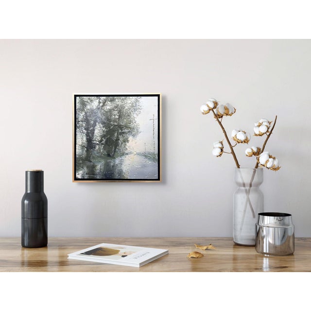 Spring Deluge by Sheri Farabaugh | Oil on cradled board Landscape with trees and water reflections For Sale - Image 4 of 4