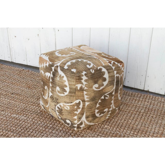 Charyn Antique Suzani Cube Ottoman For Sale - Image 4 of 7