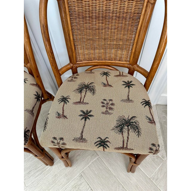 Traditional 1980s Pair of Old Florida Regency Style Rattan Chairs For Sale - Image 3 of 9