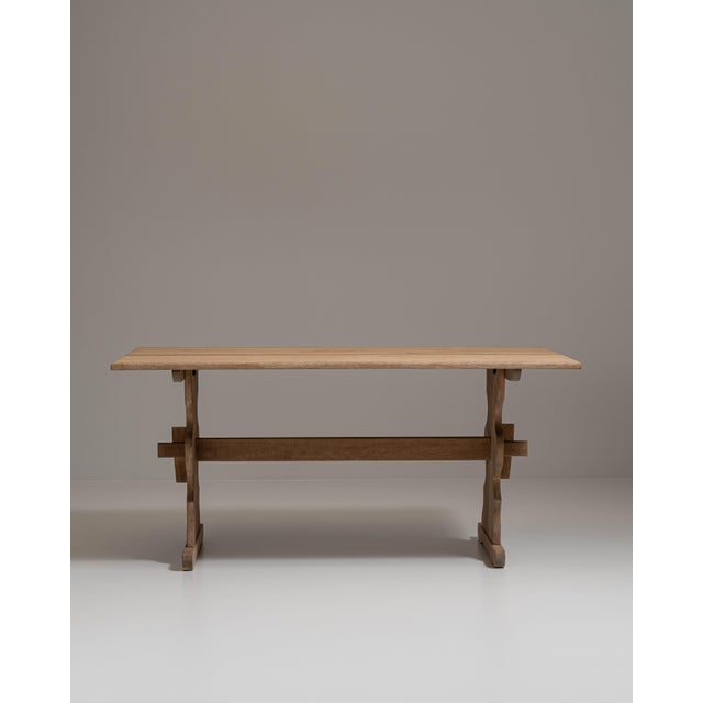 20th Century French Tan Oak Trestle Table For Sale - Image 15 of 15