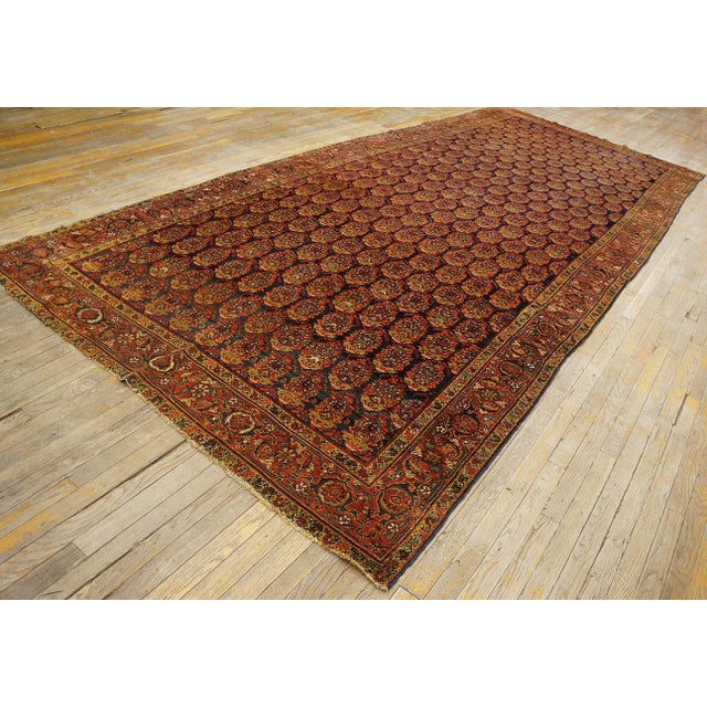 Extraordinary Black Background Color With Traditional Geometric Pattern Antique Persian Rug For Sale - Image 10 of 11