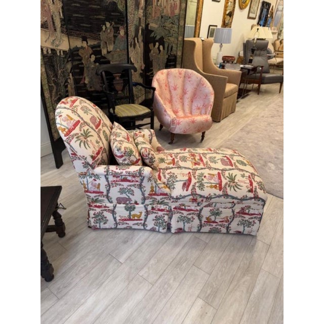 French Le Manach Custom Chaise Lounge Attributed to Pierre Frey For Sale - Image 3 of 6