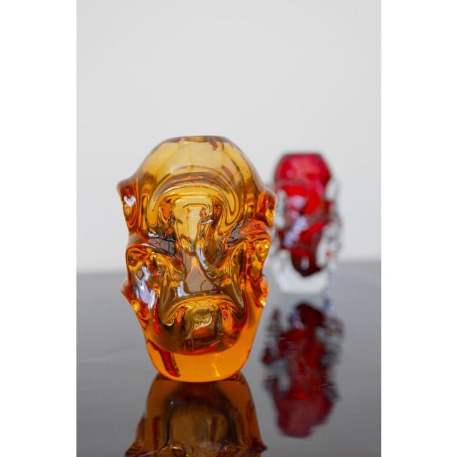 Mid-Century Modern Handmade Crystal Vase in Bright Orange by Börne Augustsson for Åseda For Sale - Image 12 of 17