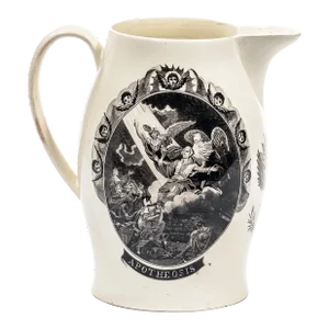 "Apotheosis" of George Washington Liverpool Transfer Decorated Creamware Jug