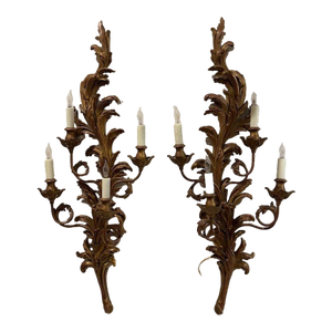 Antique Italian Giltwood and Iron Sconces