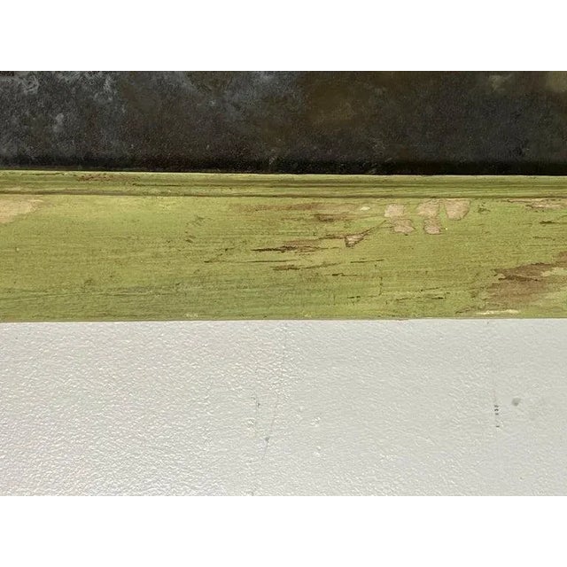 19th Century Italian Baroque Trumeau Mirror, Hand-Carved Green Frame For Sale - Image 10 of 11