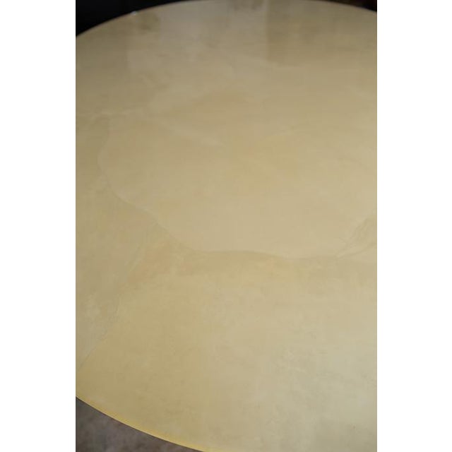 Mid-Century Modern 1980s Attributed to Karl Springer Knife Edge Goat Skin Dining Table For Sale - Image 3 of 16