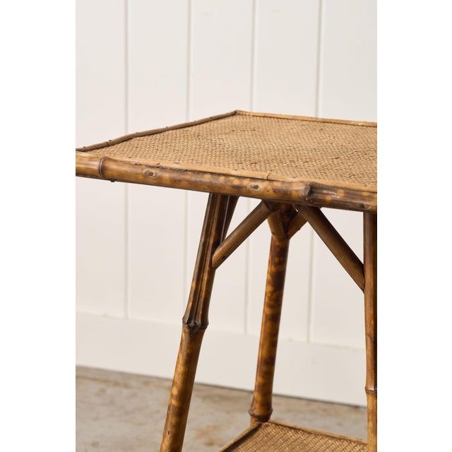 19th Century Tortoise Bamboo Two Tier Single Side Table For Sale In Charleston - Image 6 of 8