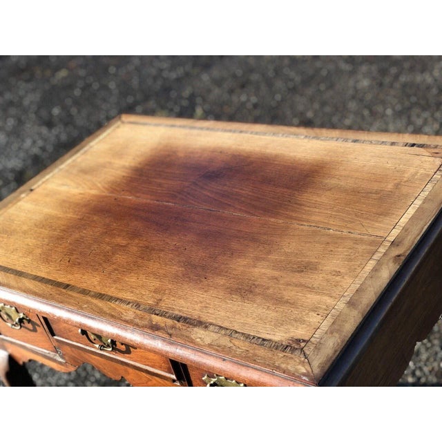 Brown Georgian Walnut Lowboy with Brass Handles For Sale - Image 8 of 13