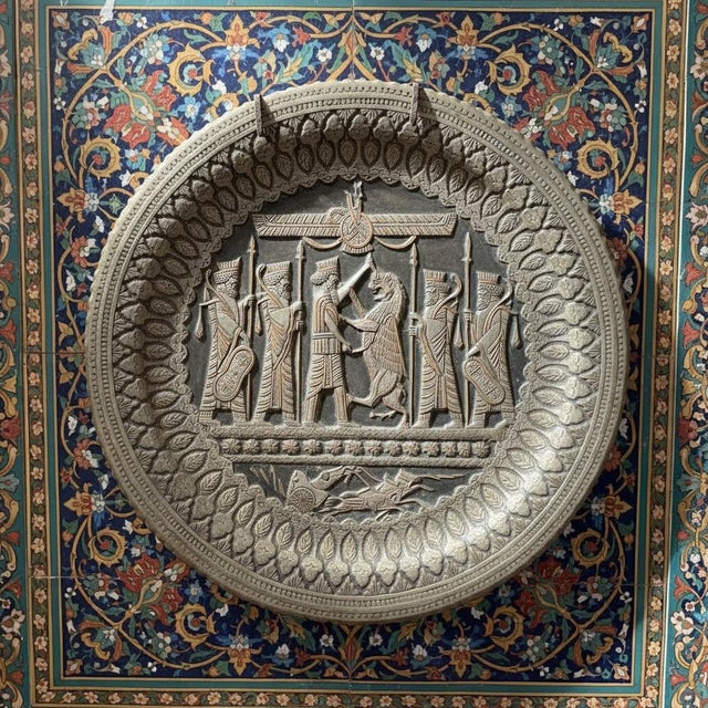 Boho Chic Vintage Persian Revival Tinned Copper Tray Table-Wall Hanging Stand-Metal-Boho For Sale - Image 3 of 10