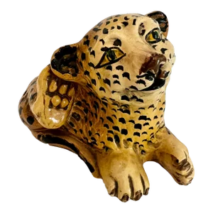 Italian Terracotta Leopard Cub Small Figurine