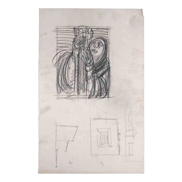 Sketch of Woman, Original Drawing, Mid 20th-century For Sale