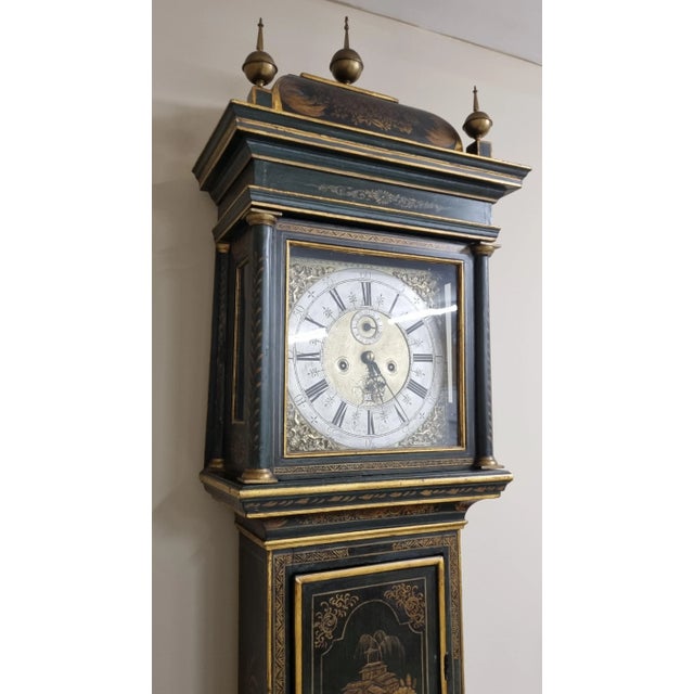 Antique Lacquered Longcase Clock, 1700s For Sale - Image 3 of 12