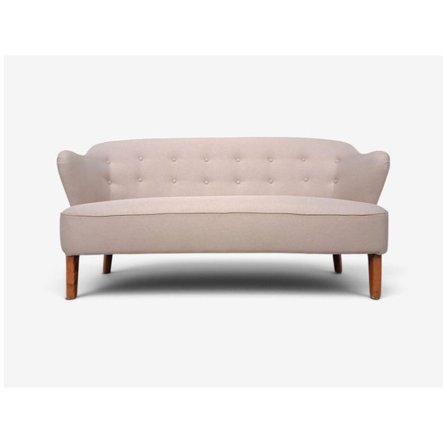 Flemming Lassen, Rare Sofa, Beige Fabric, Birch, Finland, 1950s For Sale In New York - Image 6 of 12