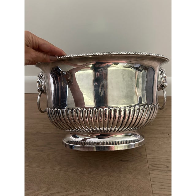 Large 1920s Silverplate Footed Oval Urn With Lion Head Details For Sale - Image 10 of 12