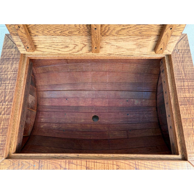 Late 20th Century Distressed Half-Barrel Lift-Top Coffee Table For Sale - Image 12 of 16