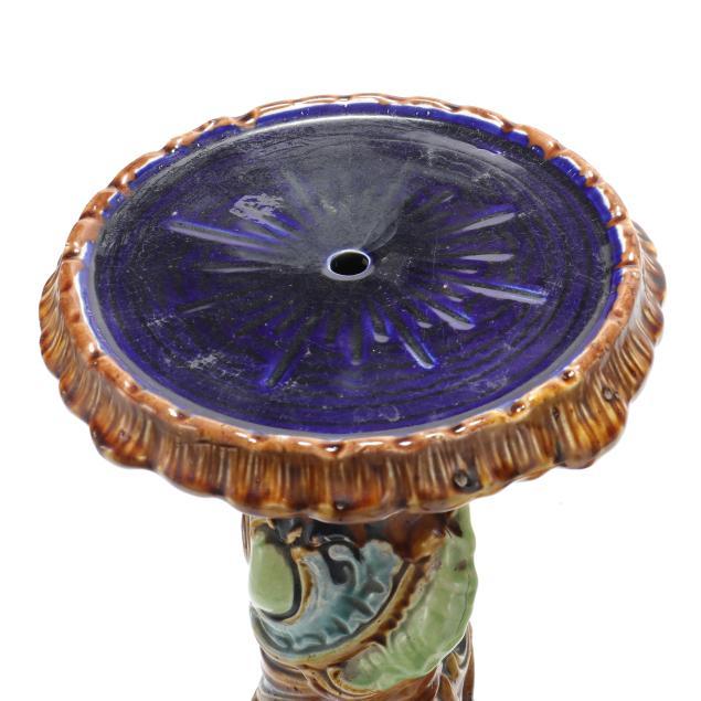 Majolica Late 19th Century Majolica Pottery Jardiniere and Pedestal For Sale - Image 4 of 7