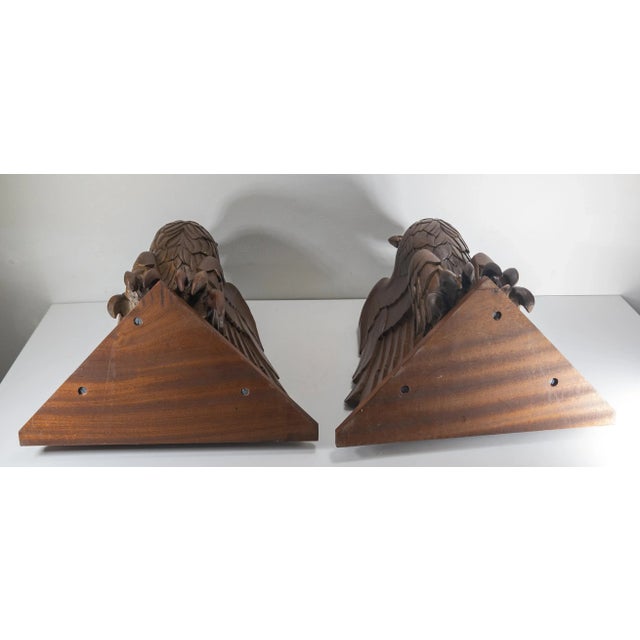 20th Century Art Deco Style Carved Black Forest Style Eagle Finials For Sale - Image 12 of 12
