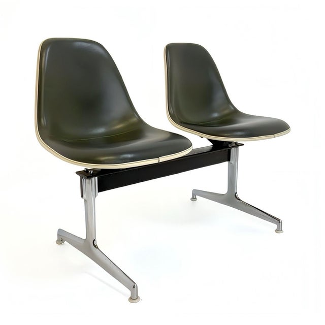 Iconic mid-century bench (with two seat shells), a design classic by charles & ray eames for herman miller (usa),...
