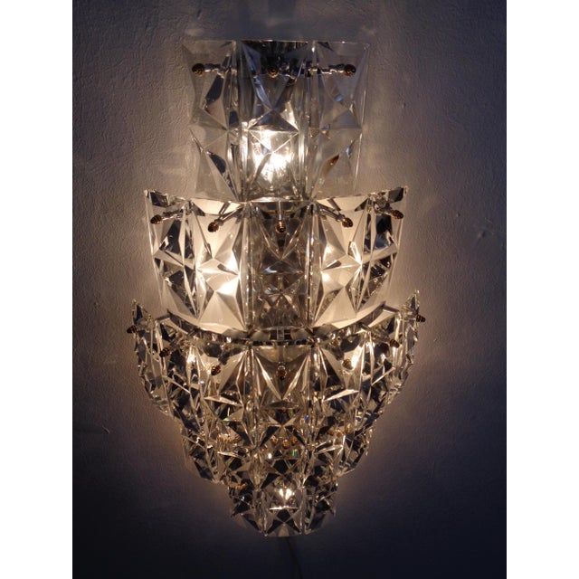 Gold Large Crystal Glass Flush Mount from Kinkeldey, Germany, 1970s For Sale - Image 8 of 18