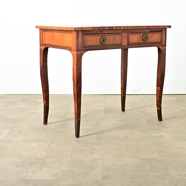 French 19th Century Petite Inlaid Mahogany Writing Desk For Sale - Image 4 of 9
