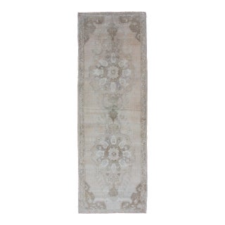 Vintage Turkish Oushak Runner in Sand, Soft Taupe, and Faded Ivory 2'5 X 7'7 For Sale