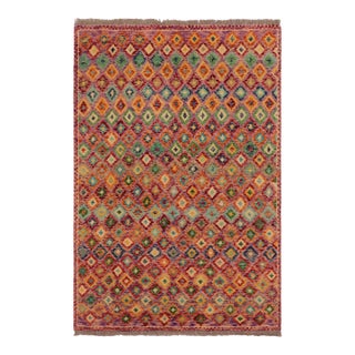 Contemporary Balochi Purple/Rust Wool Rug - 3'5''x4'11'' For Sale