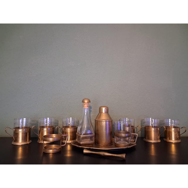 Metal Antique Desk Service with Glass, 1800, Set of 12 For Sale - Image 7 of 7