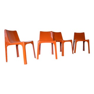 Italian Space Age Orange Chairs, 1960s, Set of 4 For Sale