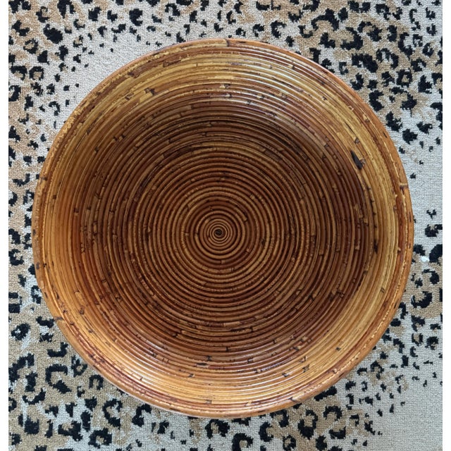Wood Vintage Monumental Crespi Style Split Reed Bowl For Sale - Image 7 of 9