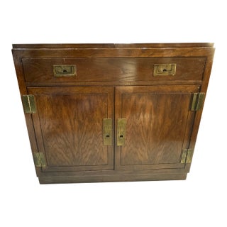 Dixie Furniture Campaign Style Flip-Top Server Bar Cabinet, 1970s For Sale