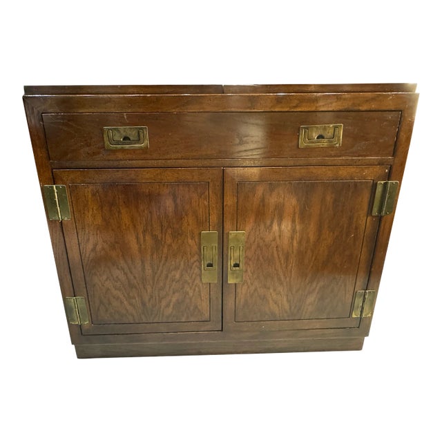 Dixie Furniture Campaign Style Flip-Top Server Bar Cabinet, 1970s For Sale