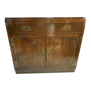 Vintage 1970s Campaign Style Server Bar Cabinet by Dixie Furniture