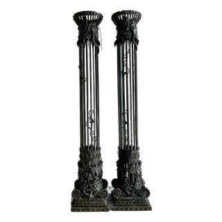 Vintage Neoclassical Wrought Iron Columns - A Pair For Sale