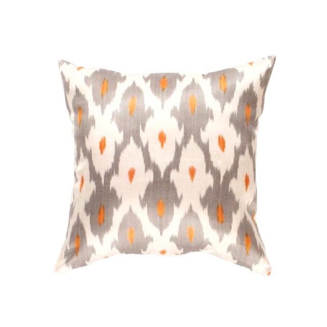 Contemporary Silk Ikat Bohemian Throw Pillow For Sale - Image 11 of 11