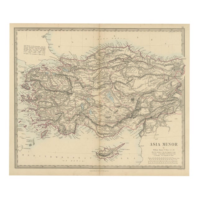 Antique Map of Asia Minor and Cyprus by William Henry F. Plate, 1858 For Sale