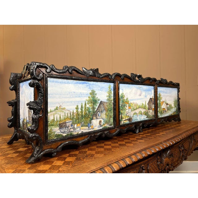 Antique French Jardiniere Planter Black Forest Loebnitz Faience Walnut C1870 For Sale - Image 4 of 18
