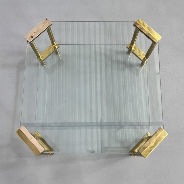 Metal Coffee Table in Brass and Glass, 1970s For Sale - Image 7 of 9