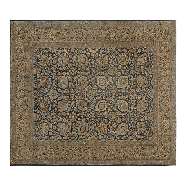 Vintage Persian Tabriz Botanic Handmade Wool Carpet For Sale