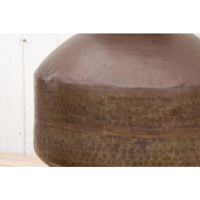 19th Century Tall Antique Brass Hammered Container For Sale - Image 5 of 11