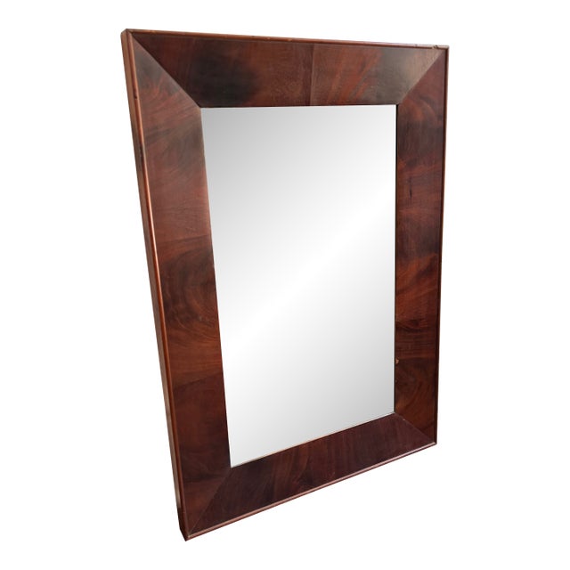 Antique Handmade Mirror With Flame Mahogany Veneer For Sale