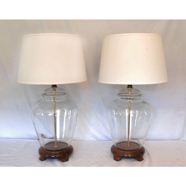 Vintage Fillable Transparent Glass Ginger Jar Lamps a Pair Chairish