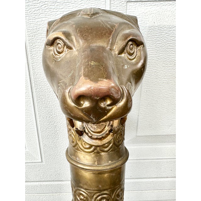 Metal Monumental Brass Lion Repousse Door Handles- A Pair For Sale - Image 7 of 7