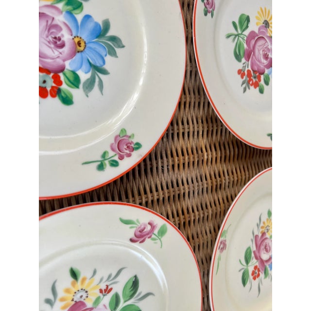 Art Deco Seltmann Vohenstrauss Bavaria Art Deco Hand Painted Floral Porcelain Plates- Set of 8 For Sale - Image 3 of 13