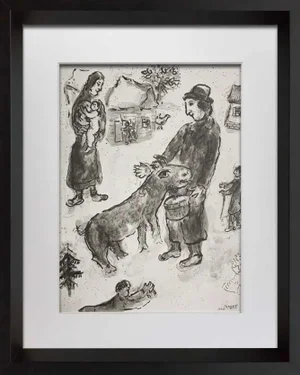 1970s Vintage Marc Chagall "The Shephard" Limited Edition Lithograph Print