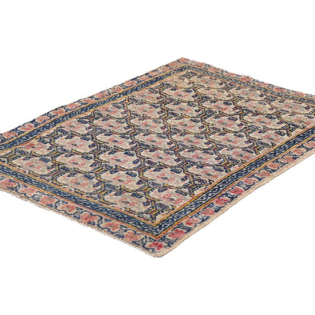 61446 Antique Persian Farahan Rug, 01'08 x 02'04. The Gilded Lattice: An Antique Persian Farahan Masterpiece of Refined...