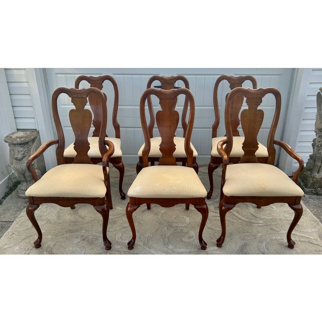 Vtg. American Drew Set of Six Queen Anne Style Dining Chairs For Sale - Image 13 of 15