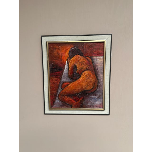 Mid-Century Modern Renzo Ugolini, Nude Reclined Woman, 1950s, Oil Painting on Canvas, Framed For Sale - Image 3 of 18