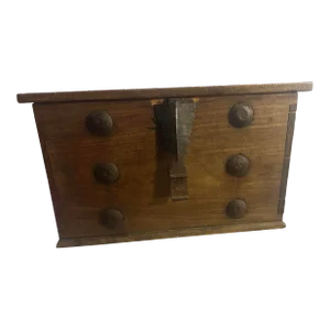Antique Primitive Spanish Riveted Wood Trunk Box