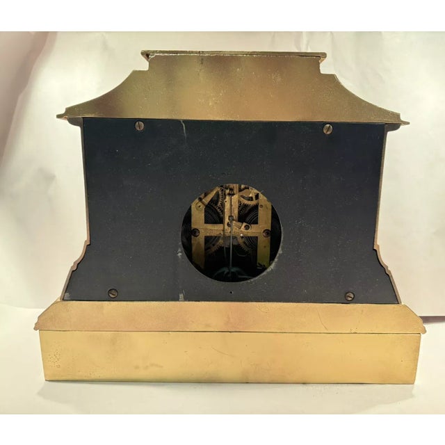 Gold 19th Century Cast Metal Aesthetic Style Mantel Clock by Kroeber- “Arabia” Model For Sale - Image 8 of 12